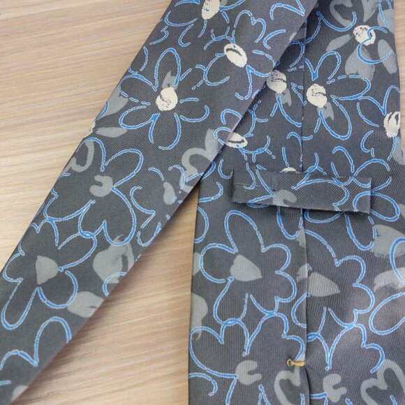 UNGARO Neck Tie‎ Mens Blue Floral Silk Flower Print Spring Formal Casual ITALY - Picture 8 of 10